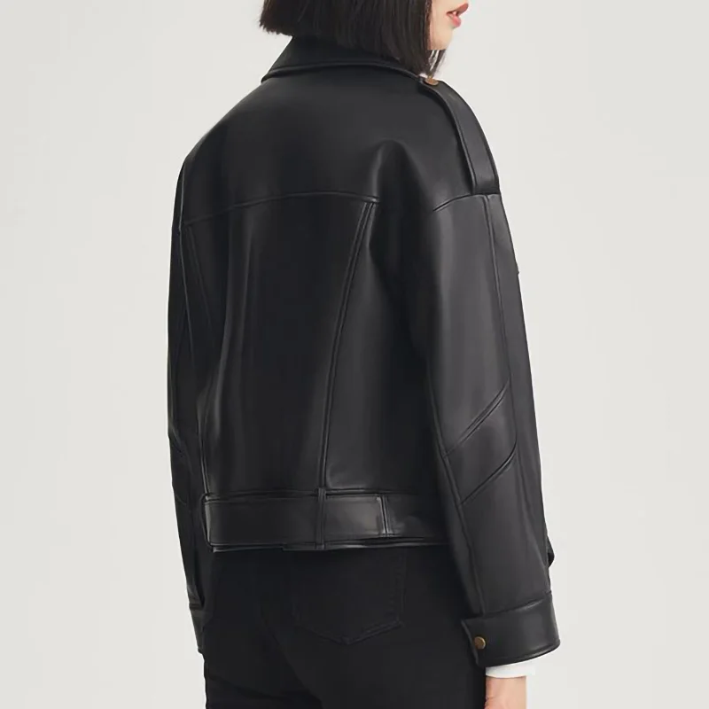 Women Sprint Autumn Leather Jacket Detachable Lady Luxury Coat Motorcycle Sheepskin Leather Jackets NZ5394A