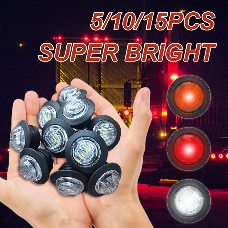 

5/10/15PCS Round LED Side Marker Light 12V 24V Truck Accessories Trailer Lights Waterproof Vehicles Lamp for Night Driving