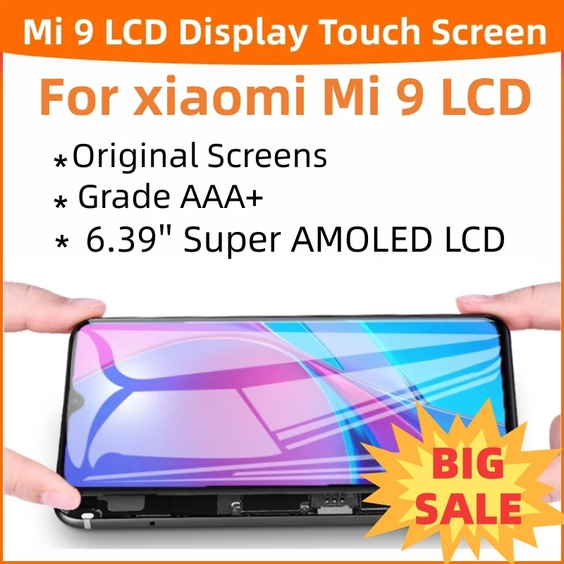 

6.39'' Super AMOLED LCD For xiaomi Mi 9 LCD Display Touch Screen Digitizer Assembly with frame For xiaomi Mi9 M1902F1G Display