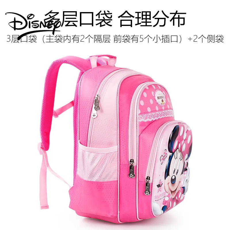 Genuine Disney's New Primary School Students Cartoon Load-reducing Waterproof Schoolbag 1-4 Grade Girls Cute Minnie Backpack