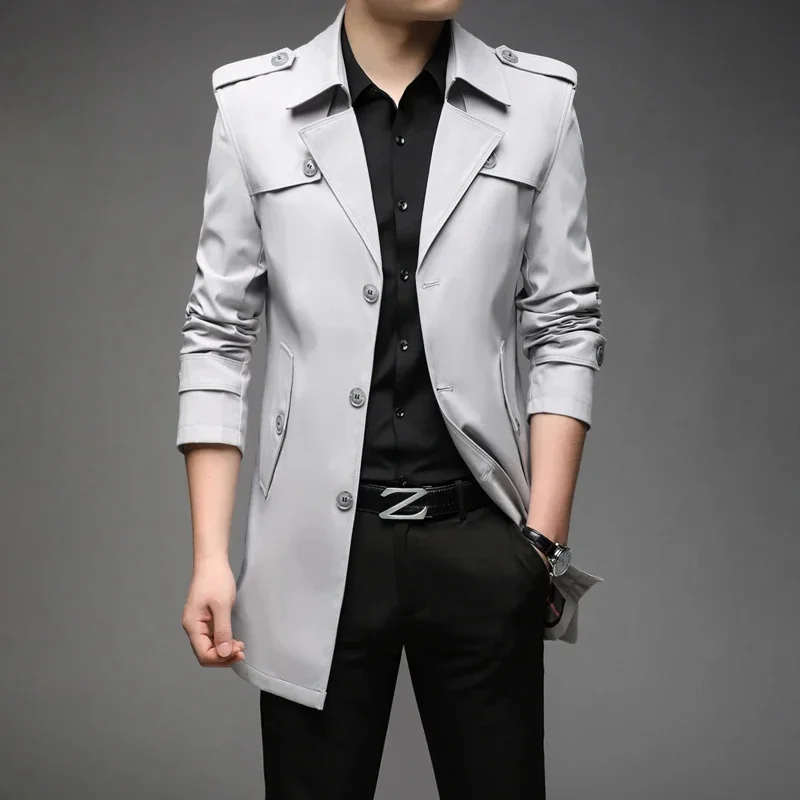 

2023 Lente Mannen Geul Mode Engeland Stijl Lange Trenchcoats Mens Casual Bovenkleding Jassen Windjack Merk Heren Kleding 2024