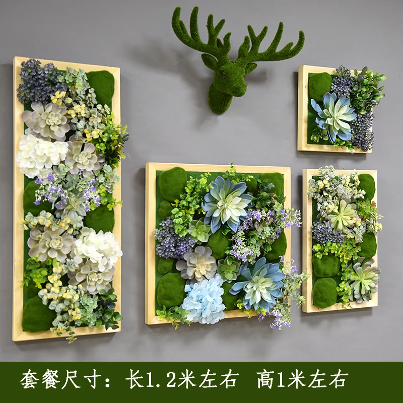 

Wall hanging plant decoration green plant wall home background wall deer head simulation meat hanging decoration Nordic bedroom