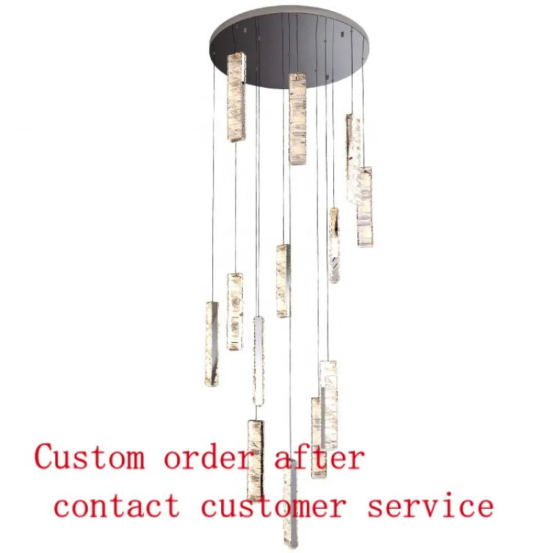 

Luxury Water Drop Decorative Modern Long Pendant Light Led High Ceilings Crystal Staircase Chandeliers