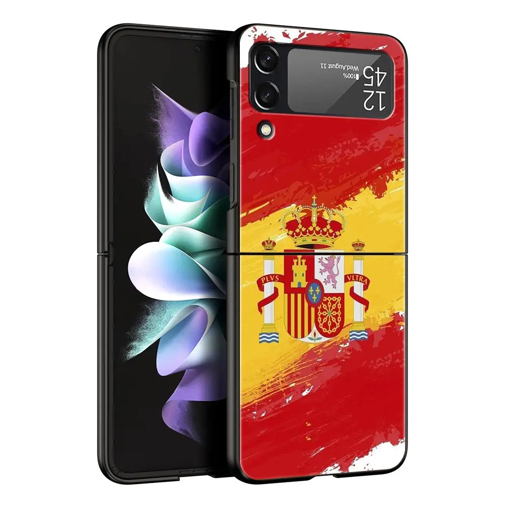Чехол для телефона с испанским флагом для Samsung Galaxy Z Flip3 Flip4 Flip5, чехол-бампер из поликарбоната для Z Flip 3 4 5, черный жесткий складной чехол-накладка (art.: 3920c852dfbce) - 3920c852dfbce