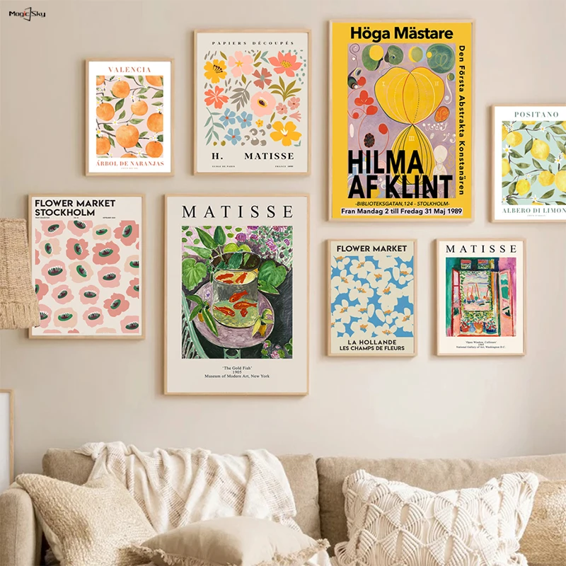 Винтажный абстрактный плакат Matisse с изображением цветов на рынке Валенсии