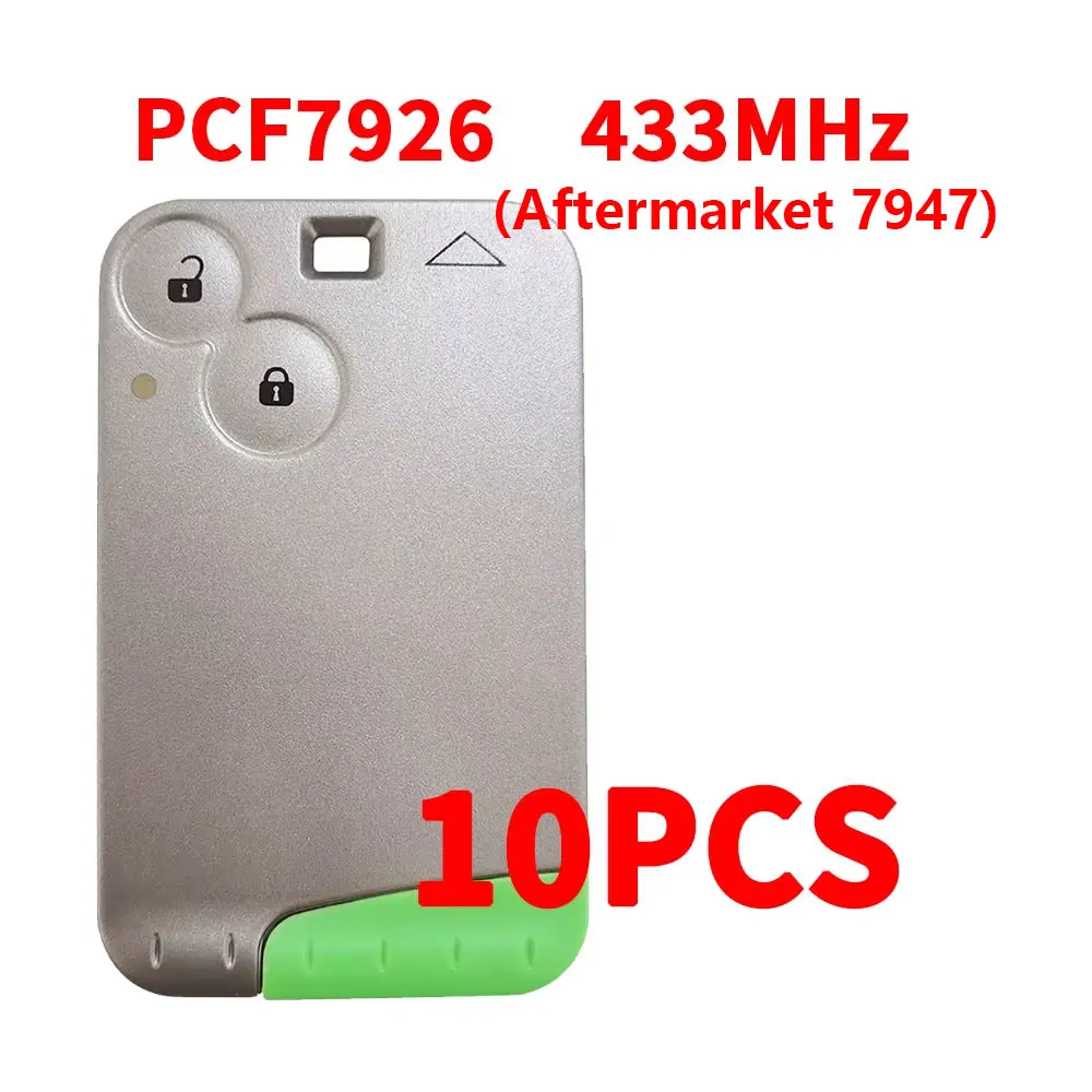 

XNRKEY 2 кнопки, 10 шт., ключ для смарт-карты PCF7926 (универсальный послемарка 7947), чип 433 МГц, без слов, без логотипа, серое лезвие для Renault Laguna