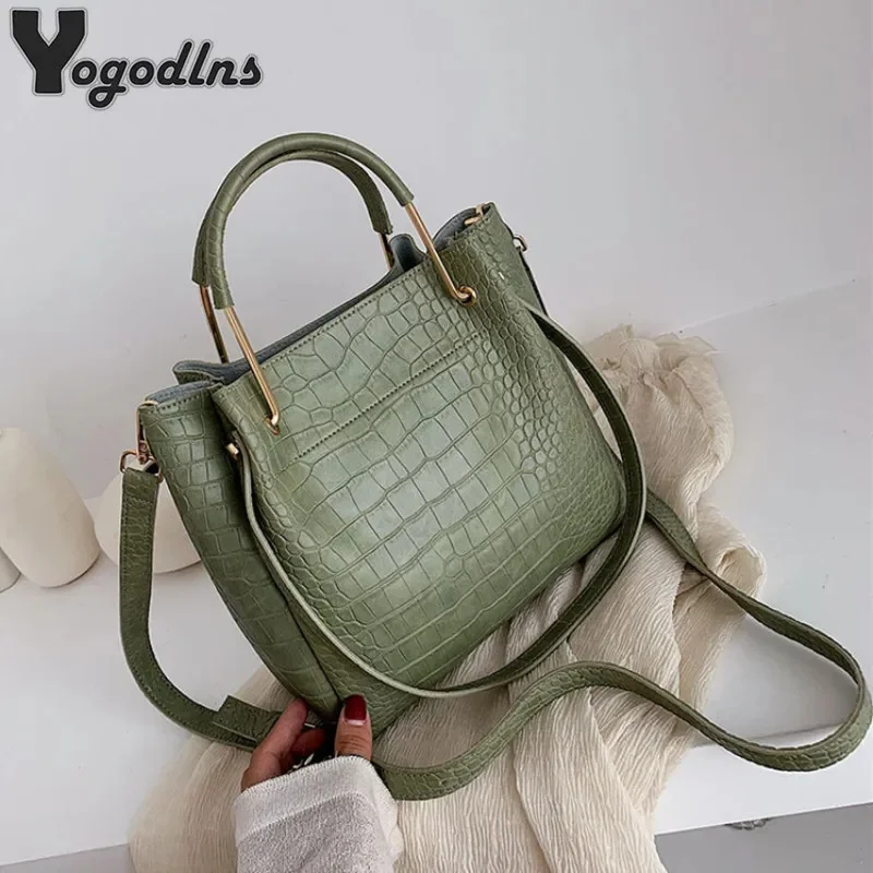 

Alligator Pattern PU Leather Bucket Bags For Women Small Shoulder Messenger Bag Lady Fashion Handbags Luxury Totes