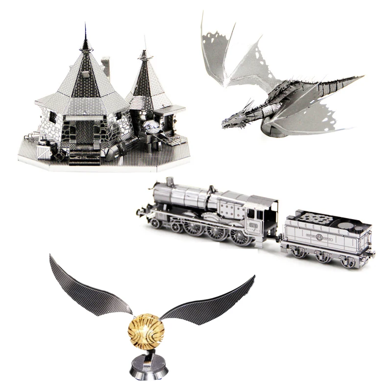 

Flying dragon 3D Metal Puzzle cabin train Gold Snitchmodel kits DIY Laser Cut Puzzles Jigsaw Toy For Children