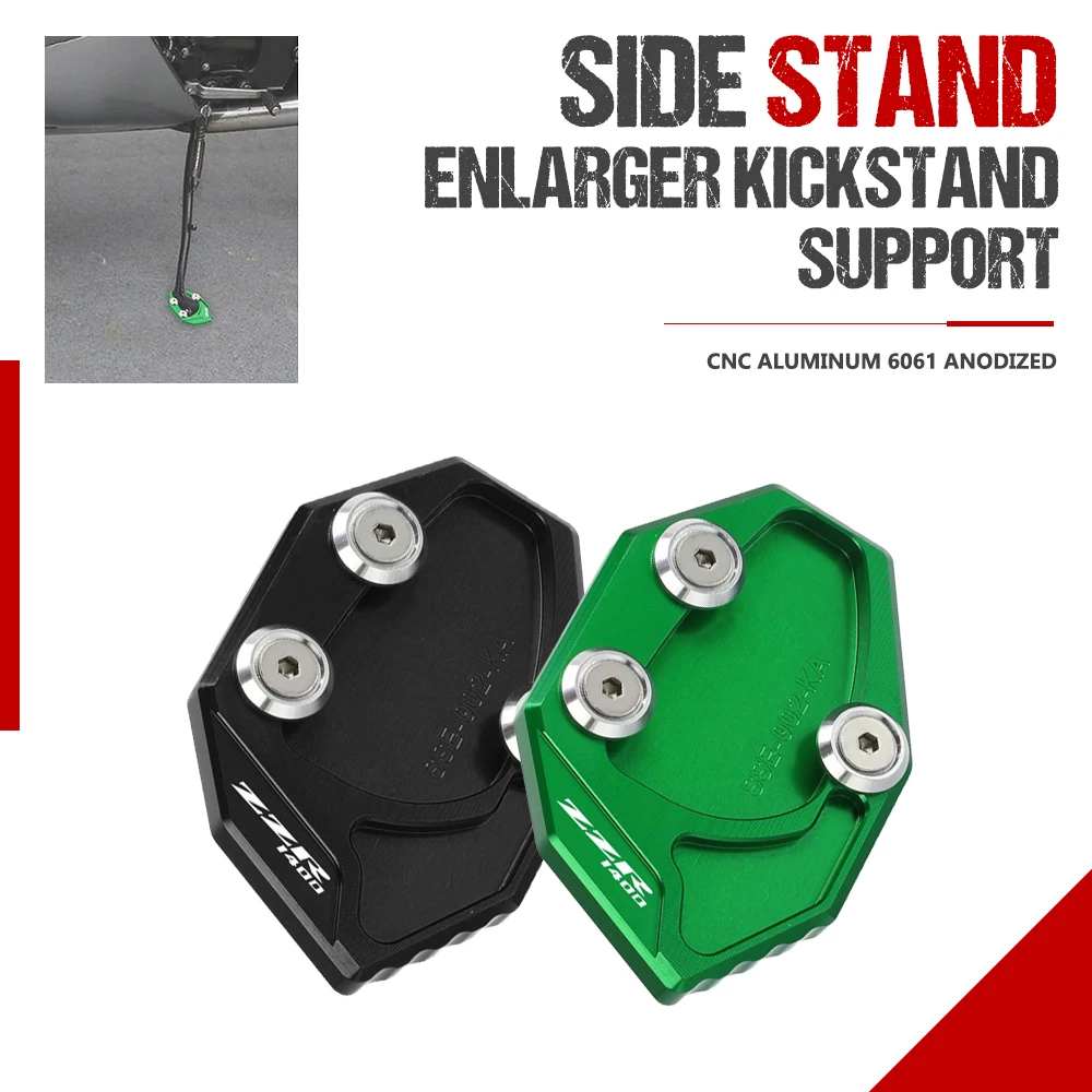 

Support Plate Kickstand Foot Extension Side Stand Pad Cover For KAWASAKI ZZR1400 GTR1400/Concours 14 Ninja ZX14R ZX14 ZZR 1400