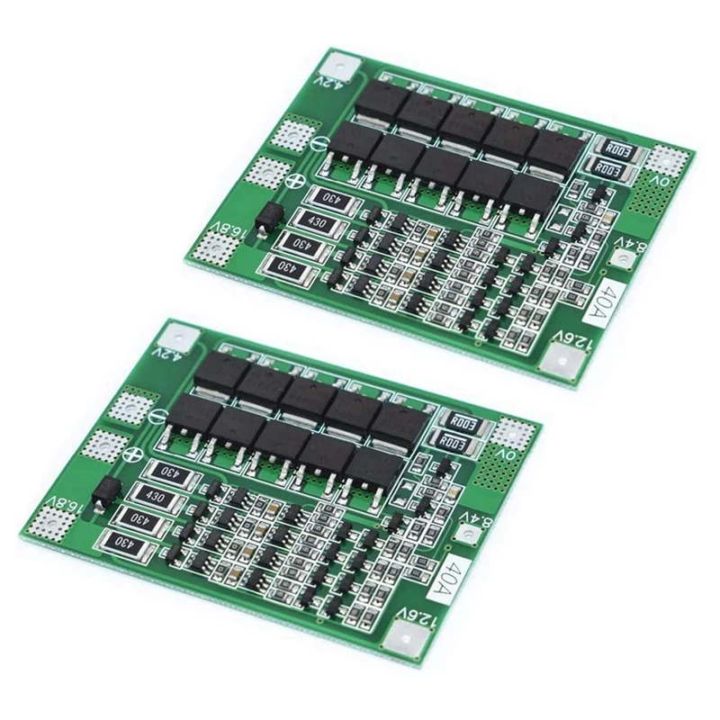 

2 Pcs 4S 40A Li-Ion Lithium Battery 18650 Charger PCB BMS Protection Board With Balance For Drill Motor 14.8V 16.8V