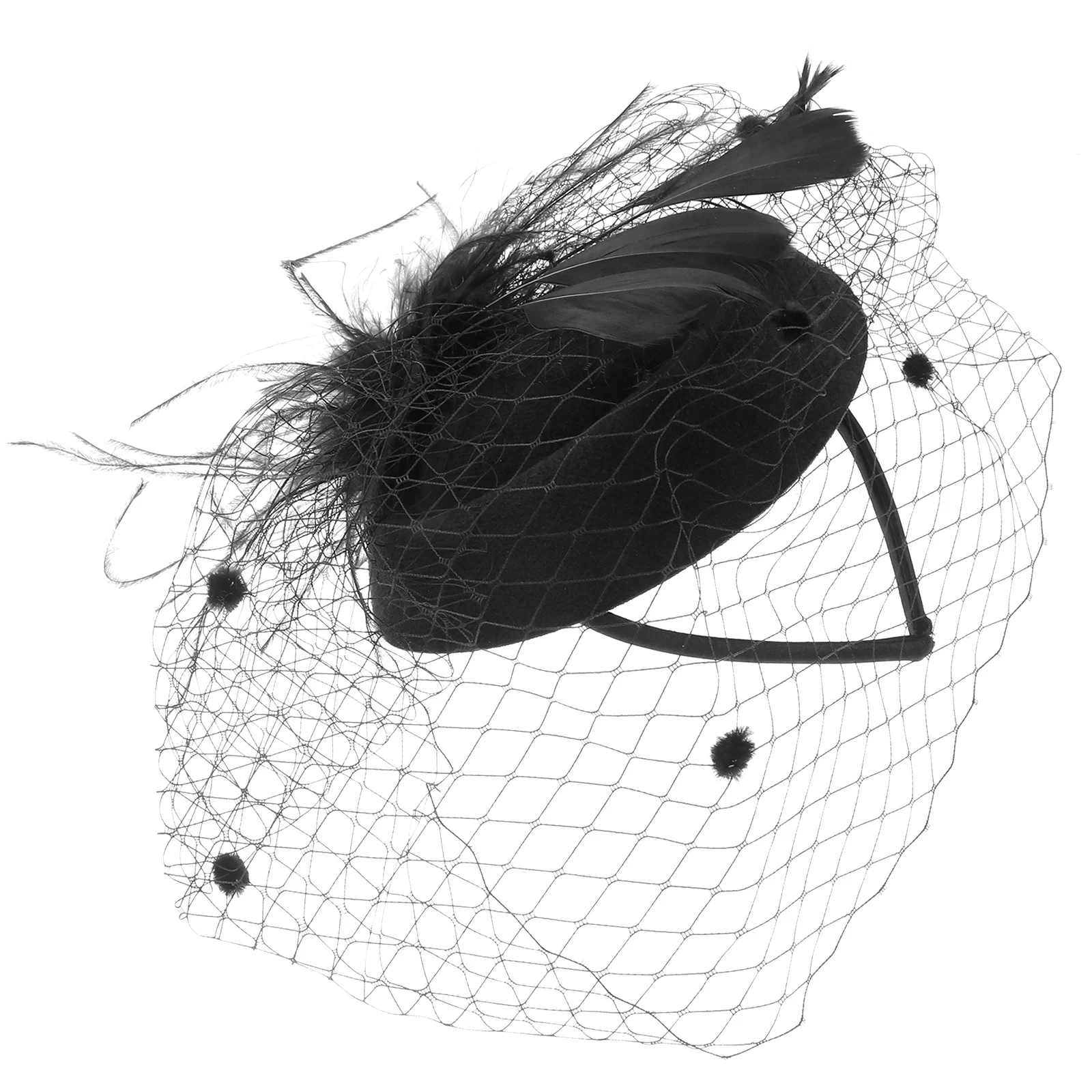 

1950s Hats Women Pillbox Wedding Headband Fascinator Veil Black Flapper Halloween Costumes Bridal