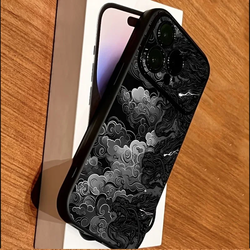 Фото Чехол для телефона с узором «Черные облака» для iPhone 17, 16, 15, 14, 13, 12, 11 Pro Max, силиконовый бампер-накладка для iPhone X, XS, XR, 16 PLUS, Fundas №5