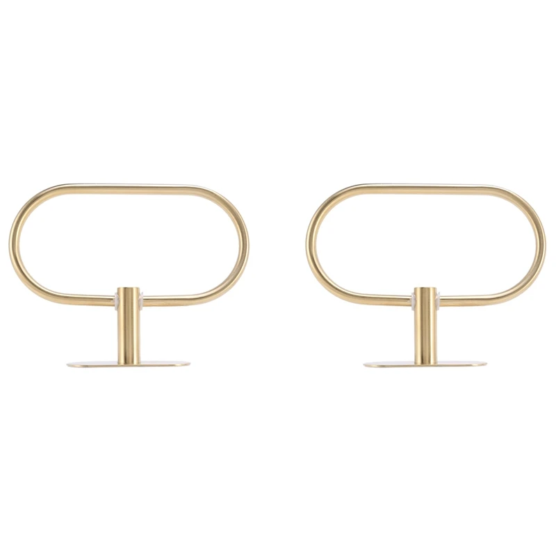 

2X Wall Mounted Hand Towel Bar Rack Brushed Gold Stainless Steel Round Toilet Paper Holder Hardware Accessories,21Cm
