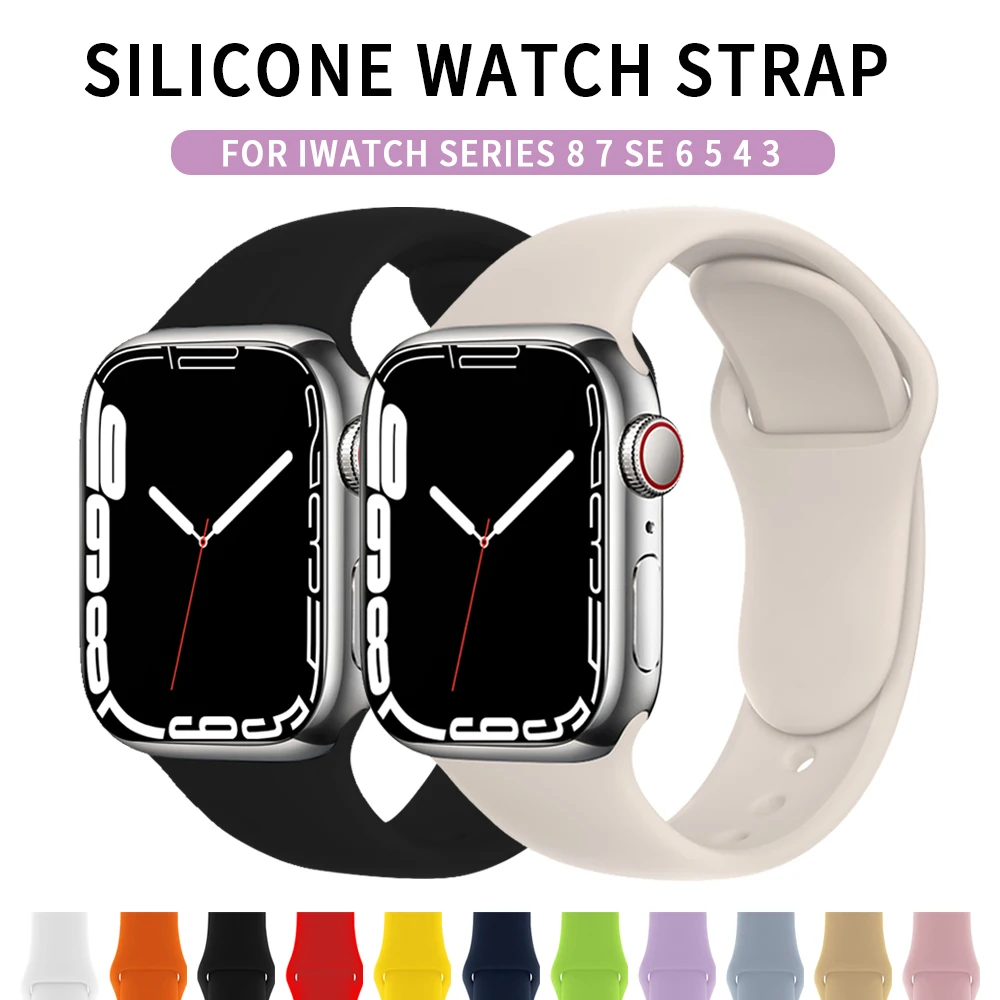 Silicone Strap For Apple Watch Bands 44mm 40mm 45mm 41mm 49mm 42mm 38mm 44 45 mm bracelet iwatch Ultra series 8 7 se 3 4 5 6