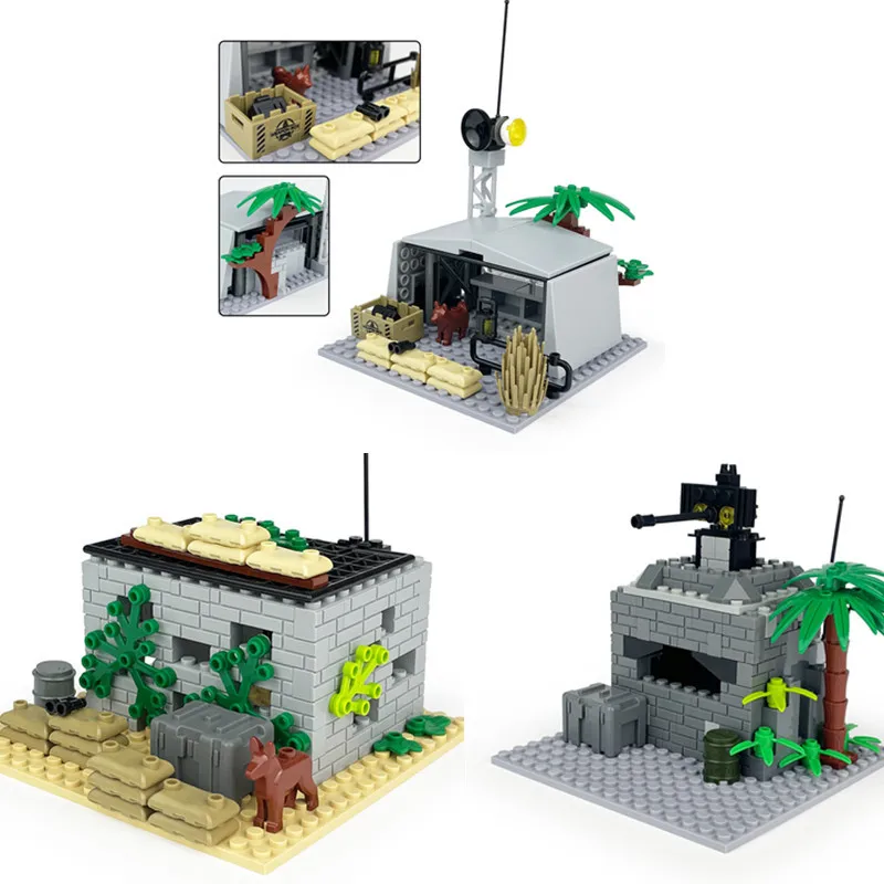 Военный радар команда пост кирпичи модель WW2 военная база сцена строительные