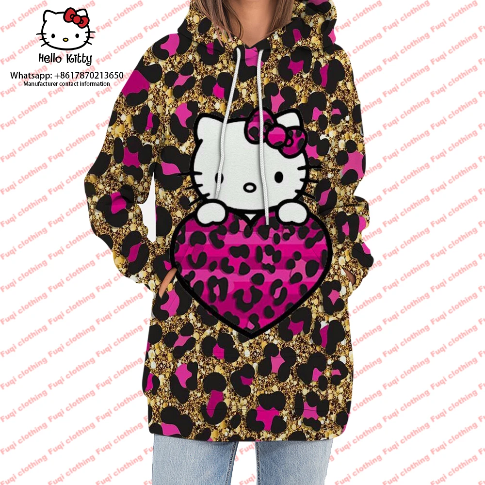

Hello Kitty Women's Anime Sweatshirt Autumn Fashion Women's Sweatshirt 3D Printing Autumn Women's Sweatshirt Dress