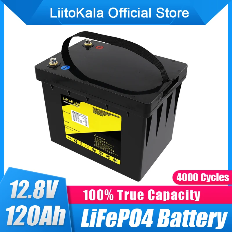 Batería LiFePO4 de 12V, 90Ah, 100Ah, 120Ah, 12,8 V, 3000 ciclos, para autocaravanas, campistas, carrito de Golf, todoterreno, Solar, eólica