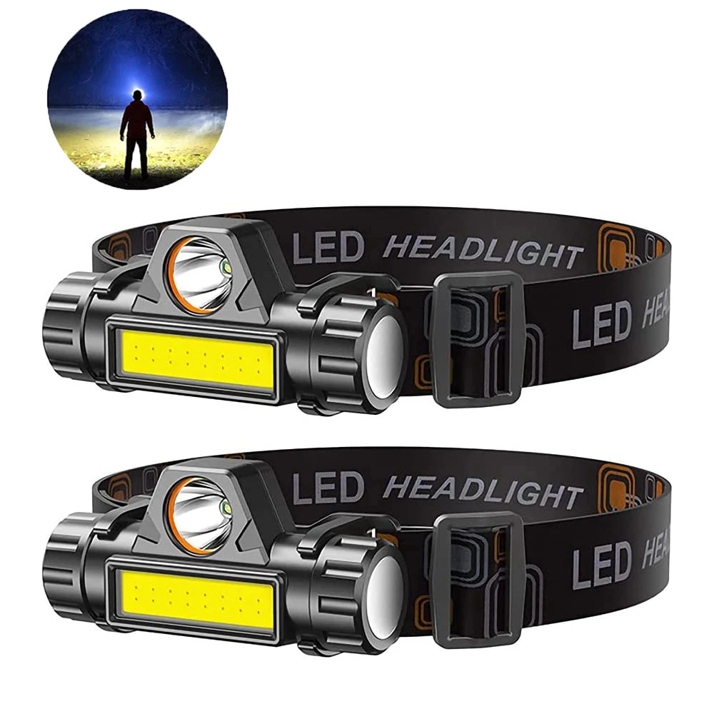 Head Flashlight Front Led Rechargeable Head Lamps Cob Headlamp 18650 Head Lantern Waterproof For Camping Outdoor Fishing