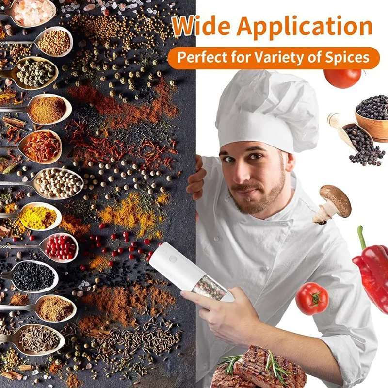 Электрическая Аккумуляторная перезаряжаемая от USB машинка для измельчения соли