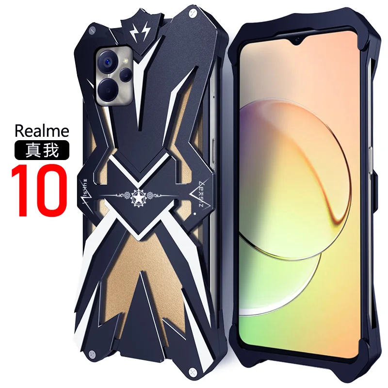 Original Zimon Luxury Thor Heavy Duty Armor Metal Aluminum Mobile Phone Case Covers For Oppo Realme 10 Pro +plus Cover Cases