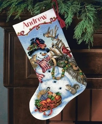 

Cross Stitch Kits Cartoon Dream Home Decor Painting Embroidery Set Cotton threads unPrinted Canvas Dim 08866 snowman stockings