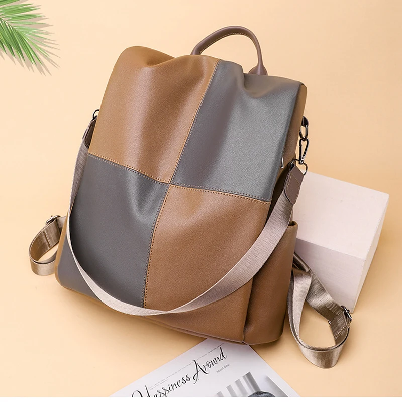 

Новый женский рюкзак из искусственной кожи, городской простой женский модный темпераментный рюкзак для покупок