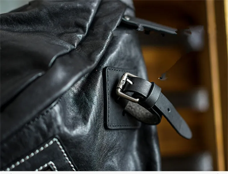 Casual genuine leather men's large-capacity chest bag outdoor real cowhide crossbody bags trend luxury black shoulder bag