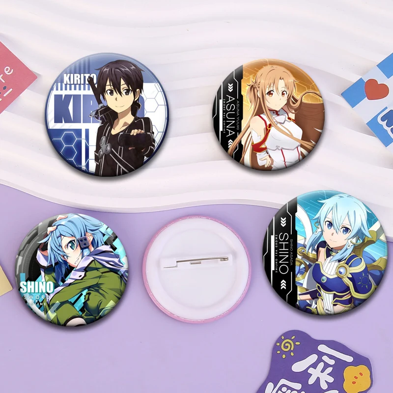 Фото Значок/брошь Sword Art Online: Юки Асуна/Кирито Киригая, аниме-фигурка, косплей-аксессуар для рюкзака, украшение №2