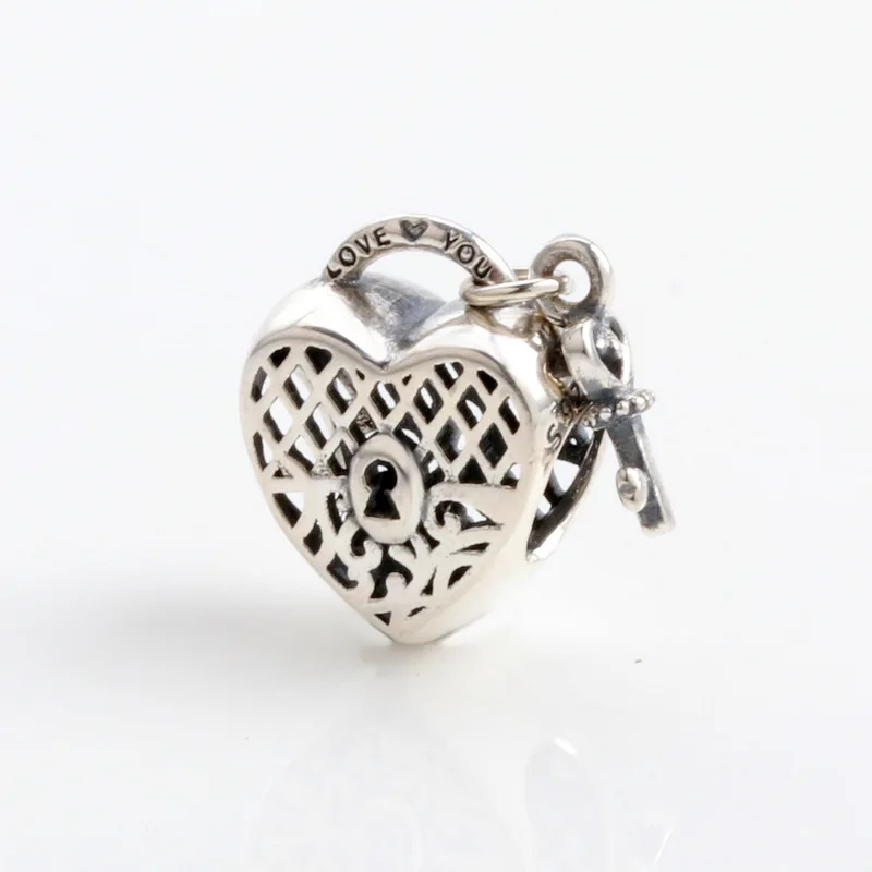 

Hot Sale Silver Color Charm Bead Hollow Heart Lock Love You Beads For Original Pandora Charm Bracelets & Bangles Jewelry