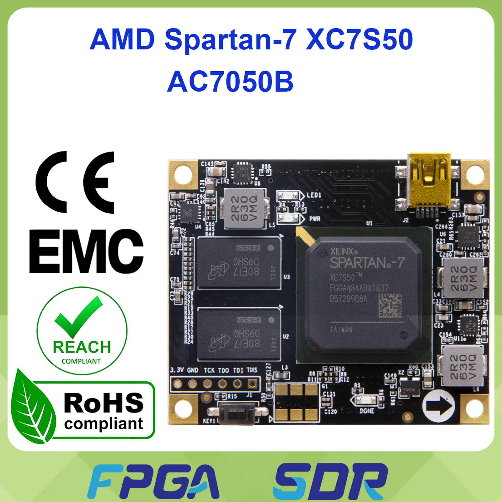 Фото Промышленный модуль системы на базе FPGA ALINX AC7050B с процессором AMD Spartan 7 XC7S50 №1