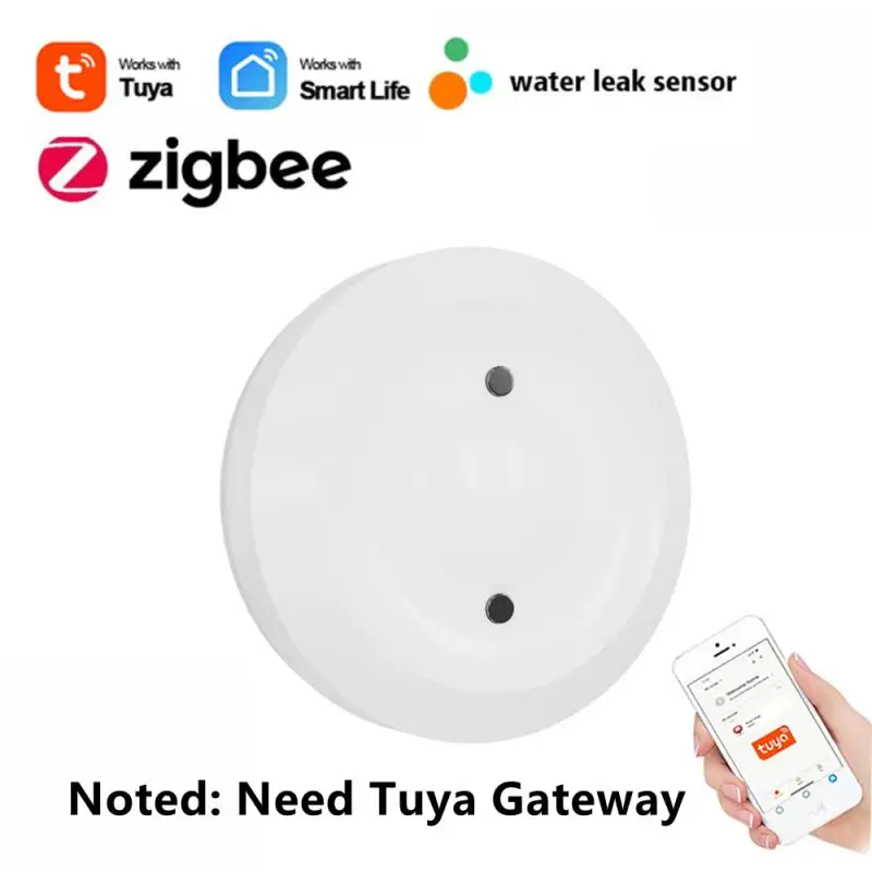 

Смарт-датчик утечки воды Tuya Zigbee, детектор утечки воды, работает с приложением