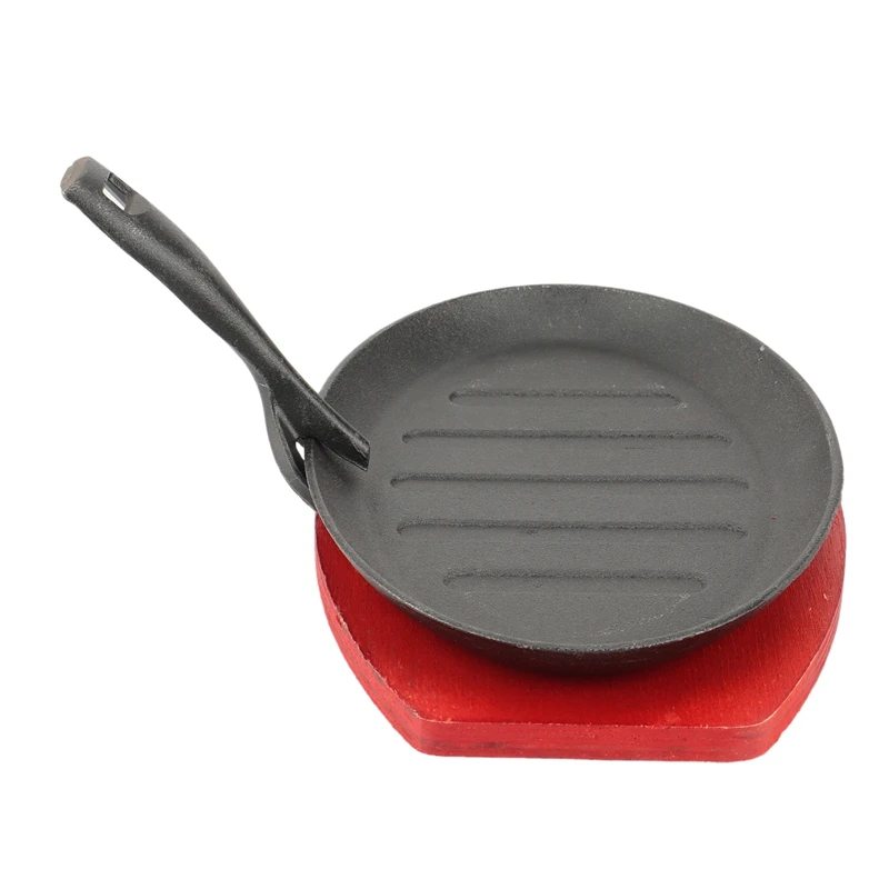 

Набор для стейка Teppanyaki, тарелка для стейка, чугунная тарелка для просеивания, Сервировочная тарелка, деревянное основание + ручка