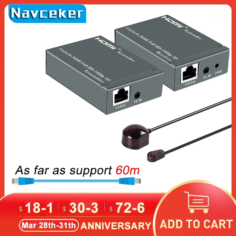 2022 hdmi extender with ir loop out 1080p hdmi extender 60m no loss rj45 to hdmi extender transmitter receiver over cat5ecat6 free global shipping