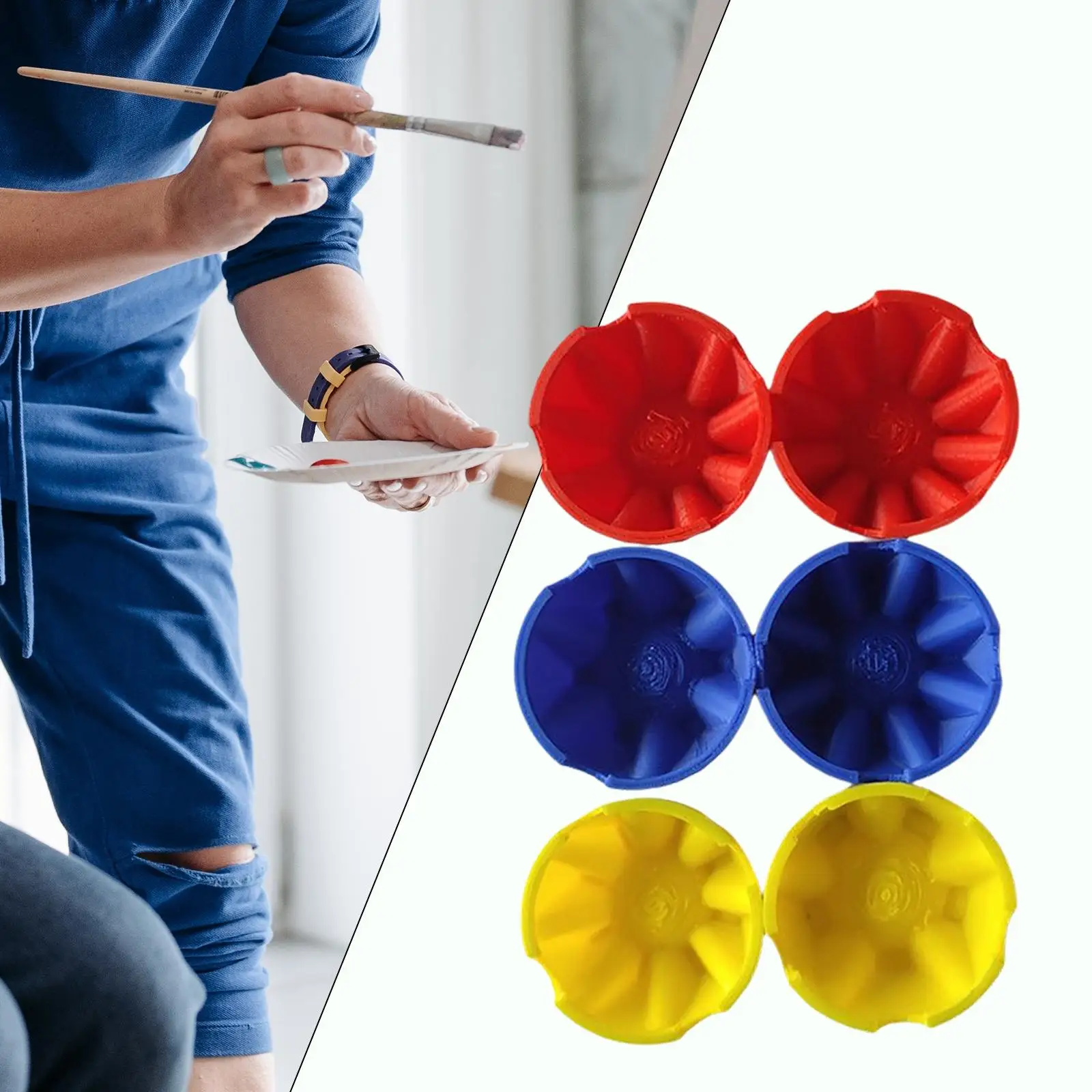 

6Pcs 8-Slot Flower Pour Cups Acrylic Paint Pouring Fluid Painting Supplies