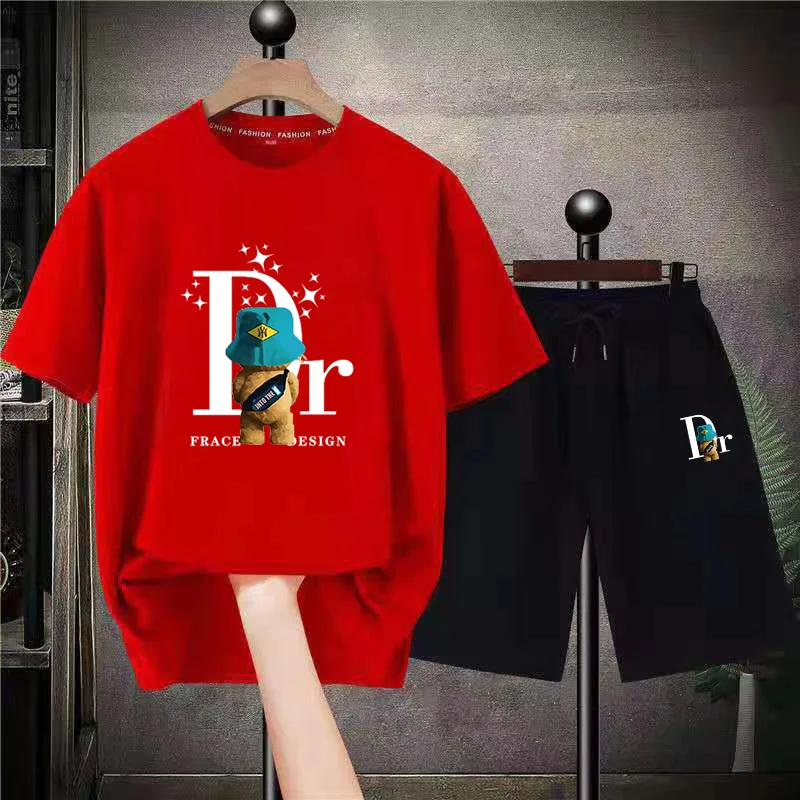 Woman Training Sets Cotton T Shirt Men's Short Tracksuit Two Piece Suits Luxury Brand Casual Beach Pants Outfits Summer Clothes