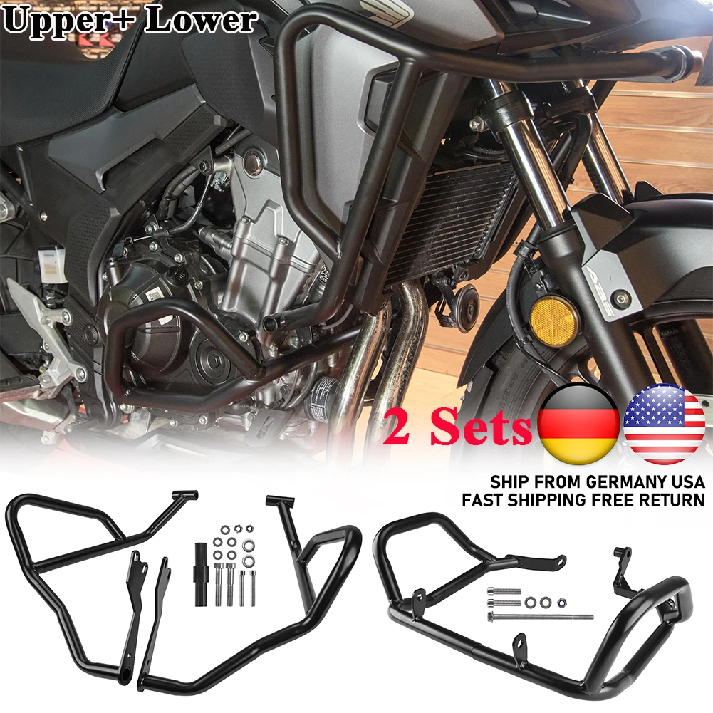 

Motorcycle Upper & Lower Crash Bar Engine Guard Protection Bumper Frame Protector For HONDA CB500X CB 500X CB500 X 2019-2022 New