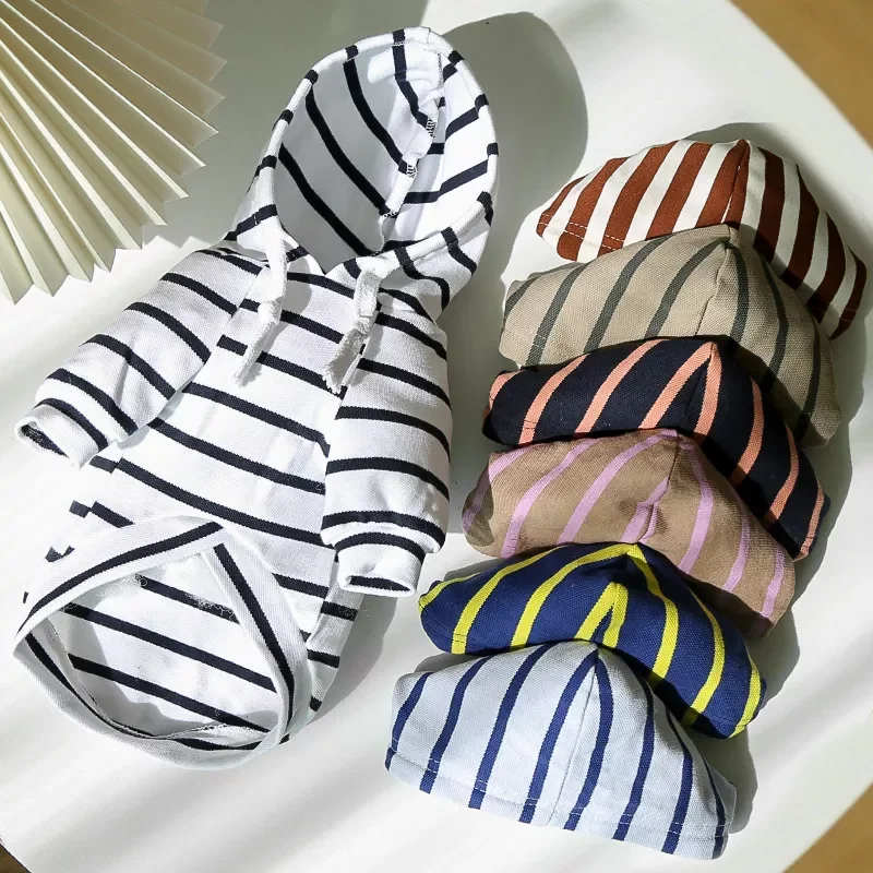 

2023NEW Stripe Pet Dog Hoodies Pet Clothes for Small Medium Dogs Pet Outfits Cute Dogs Coats Jacket French Bulldog Clothing