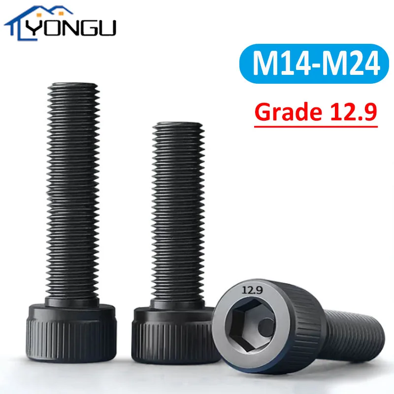 M14 M16 M18 M20 M22 M24 12.9 Grade Hex Hexagon Socket Head Cup Screws DIN912 Black Lengthen Allen Bolts