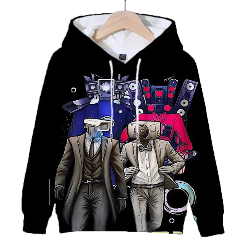 Новые осенние толстовки с 3D принтом игры Skibidi унитаза для мужчин и детей модная