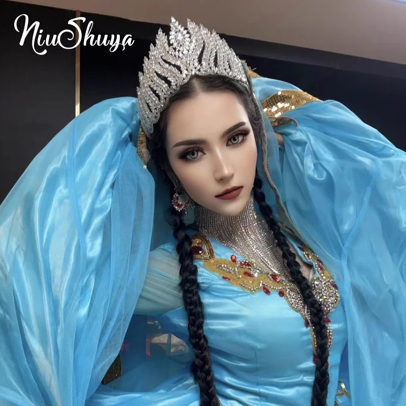 Свадебные короны NiuShuya с фианитами в средневосточном стиле свадебные головные