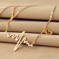 simple popular electrocardiogram necklace love clavicle chain sweater chain