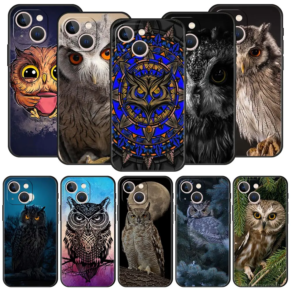 

Luxury Phone Case For iPhone 11 12 13 14 Pro Max Mini X XR XS 7 8 Plus SE 2020 Soft Silicone Cover Cartoon Girl Gifts Lovely Owl
