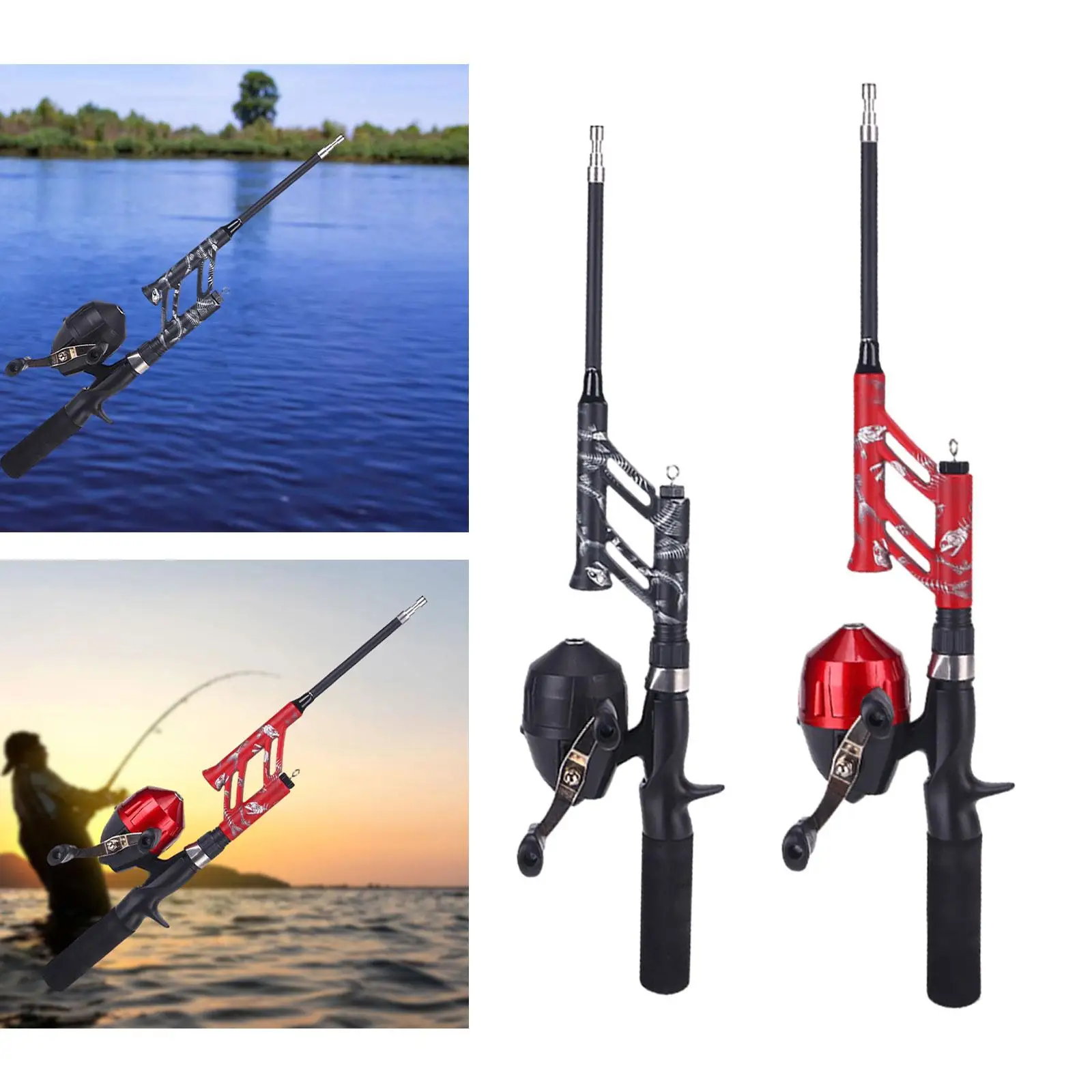 Удочка и катушка Прочная Spincast длиной 29 9 дюйма Телескопическая рыбалка