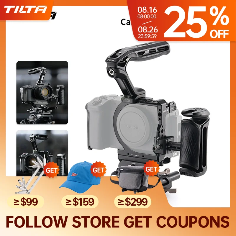 Фото Кейдж для камеры TILTA R6 V для Canon EOS R6 V Pro Kit с кабельным зажимом, боковой рукояткой Xeno, батарейной площадкой PD V-Mount TA-T102 №1