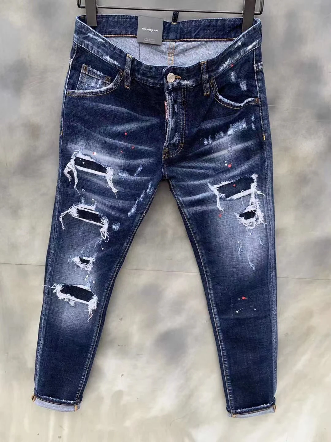 

Dsquared2 женские/мужские царапающиеся местные, старые рваные модные брюки-карандаш 9131 #