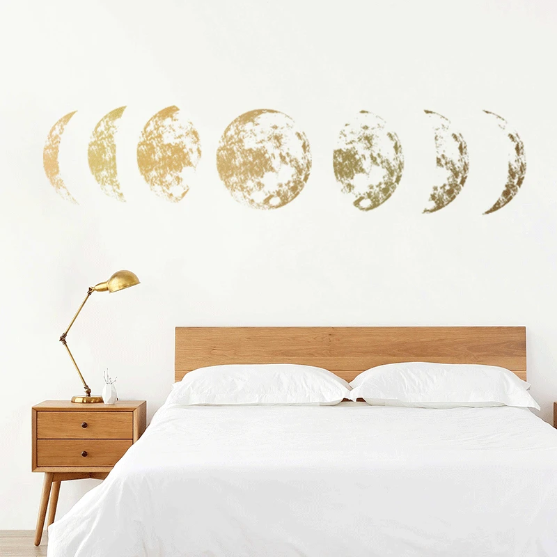 

Creative Golden Moon Phase 3D Wall Sticker Home Living Room Wall Decoration Mural Art Decals Background Decor Moon Stickers