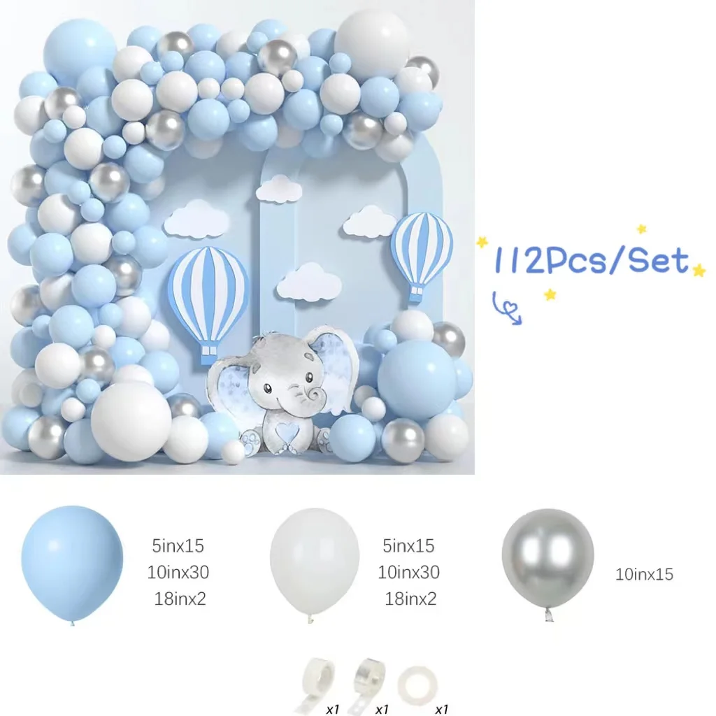 

Комплект воздушных шаров синих и белых 112 шт.