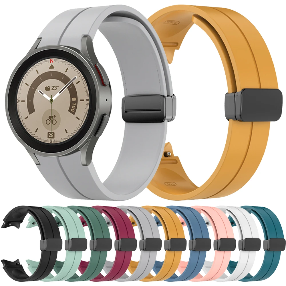 

Original Silicone Magnetic Buckle Strap For Samsung Galaxy Watch 5 Pro 40/44mm 45mm Band Watch 4 Classic 42 46mm Sport Watchband