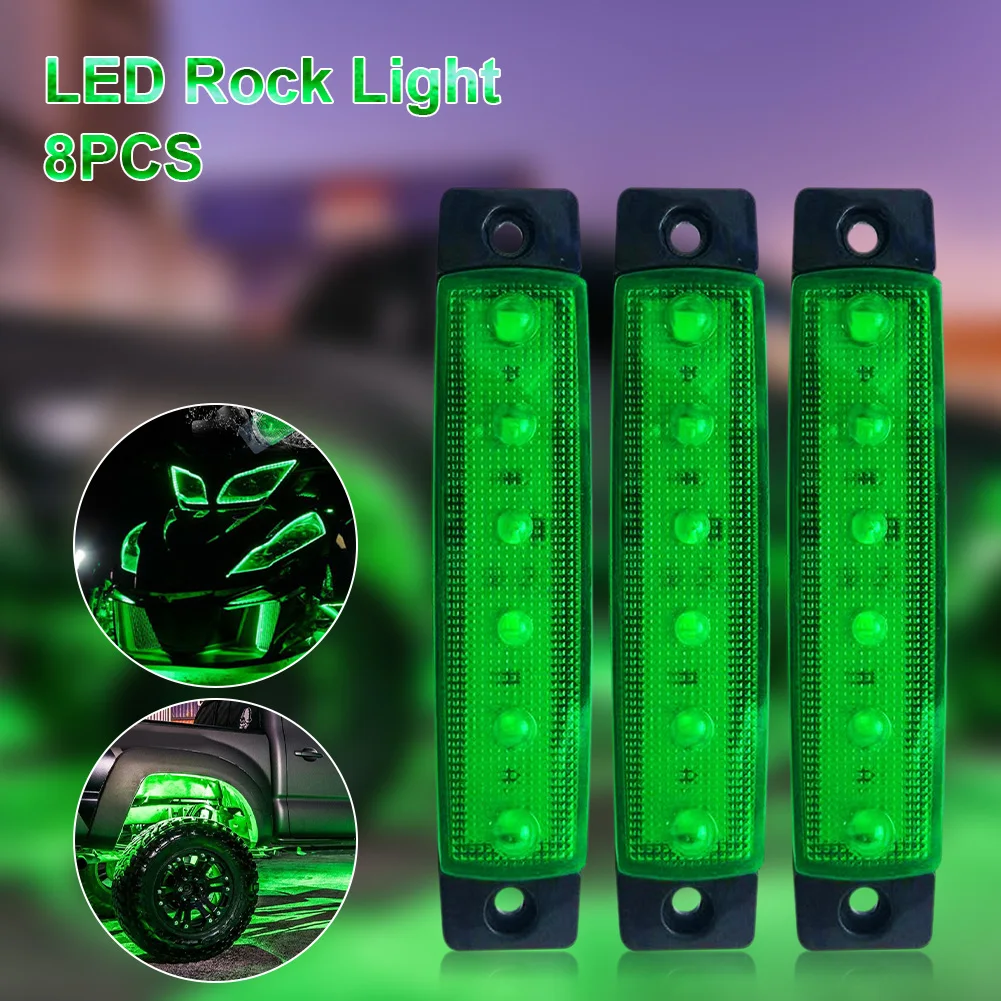 

8PCS Car Signal lights Truck Lights LED Side Marker Lights 6LED Green Warning Light Off-road Truck UTV Boat Trailer Side Marker