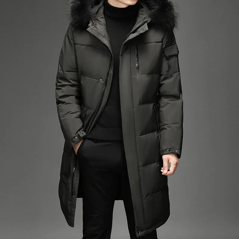 2022 New Men Fashion Long White Duck Hooded Down Parkas Plus Size 4XL 5XL Men's Thickened Down Jacket -30 Winter Warm Down Coat